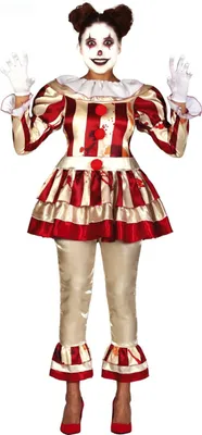 A person wearing a clown costume.