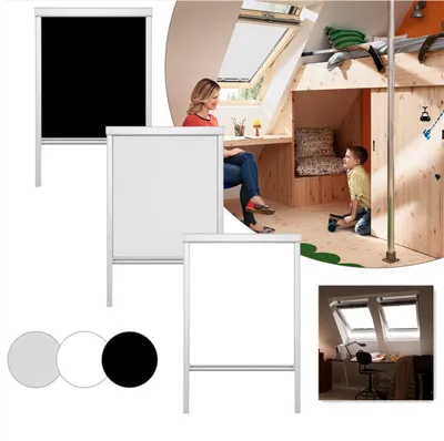 Produktbild von EINFEBEN Verdunkelungsrollo 100% Verdunkelung  Blickdicht Grau Rollo Verdunkelung Silberner Aluminiumrahmen fuer VELUX Dachfenster Thermo-Rollo M08 (61.3*116cm)