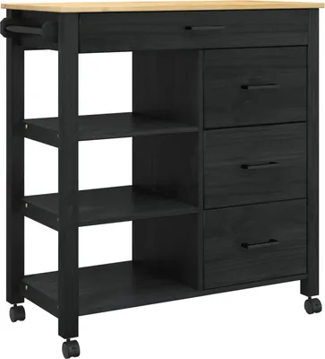 Obrázek produktu pro vidaXL Kuchyňský vozík MONZA černý 84 x 40 x 88,5 cm masivní borovice