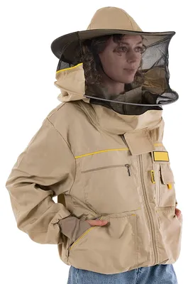 Produktbild von KADAX Imkerjacke mit Hut, Größe XL, Imkerbluse aus Polyester und Baumwolle, Imker Jacke mit abnehmbarem Imkerhut und Schleier, Schutzkleidung mit Reißverschluss