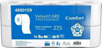 Zdjęcie produktu dla Papier toaletowy Velvet Prof 2-warstwowy, 27,5 m, 8 rolek
