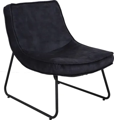 Image de Fauteuil relax Bolt Edge – Velours – Noir – Fauteuil avec accoudoirs – Fauteuil de salon