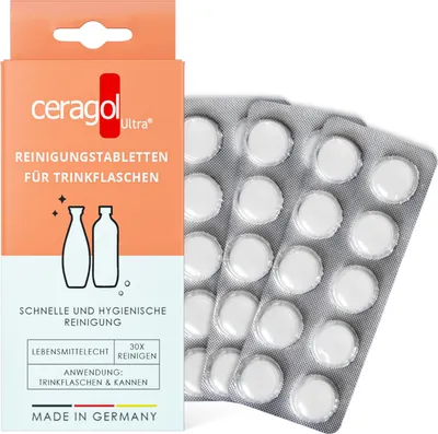 Produktbild von ceragol ultra Trinkflaschen-Reiniger, 30 Tabs – Reinigungstabletten für Flaschen, Sodakaraffen, Shaker