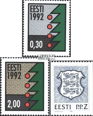Produktbild von Briefmarken Estland 1992 Mi 195-196,197 (kompl.Ausg.) gestempelt Weihnachten