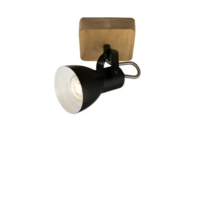 Produktbild von Wandleuchte Wandspot Schwenkbar Retro GU10 35 W schwarz Holz-Metall Briloner