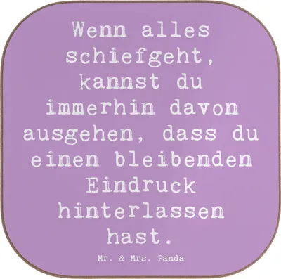 Produktbild von Mr. & Mrs. Panda Tischuntersetzer Spruch Trost und Eindruck - Lavendeltraum - Geschenk, Geborgenheit, Holzuntersetzer, Motivation, Herausforderung, gläseruntersetzer