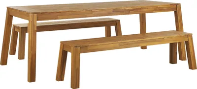 Obrázek produktu pro BELIANI Zahradní jídelní sada 3 ks masivní akátové dřevo, stůl a 2 lavice, vnitřní i venkovní, rustikální design