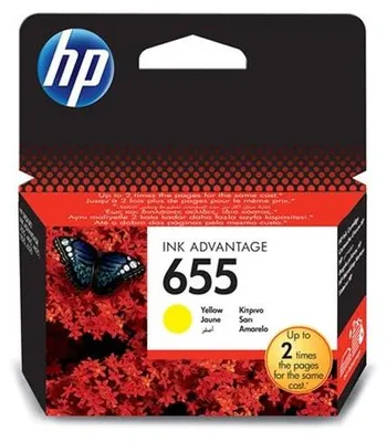 Obrázok produktu pre HP Žltá originálna atramentová kazeta 655 Ink Advantage, Štandardná výťažnosť, Žltá, Atrament na báze farby, 1 kusov, 600 strany