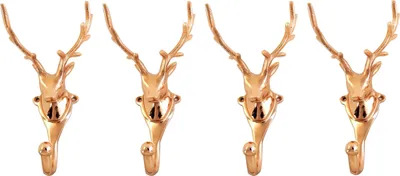 Produktbild von Wandgarderobe Kleiderhaken 4er SET Geweih in Kupfer Hirschgeweih Hirschkopf Geweih Hirsch  Haken Wandhaken Aluminium Geweihhaken Wanddeko Dekoration Wandfigur Geschenk 7x9x17h Deko Objekt Deko Figur