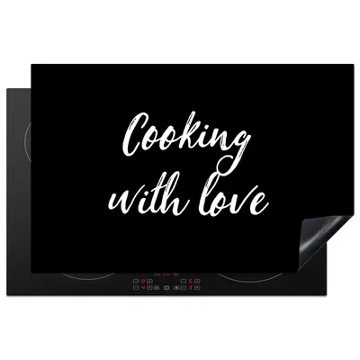 Produktbild von KitchenYeah© Herdabdeckplatte Zitate - Kochen - Liebe - Sprichwörter , 80x52cm, Küche Deko, Glaskeramikkochfeld Herdabdeckung, Abdeckplatte fùr Kochfeld