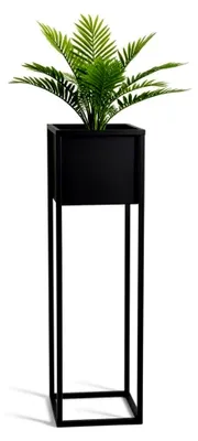 Produktbild von Pflanzenständer Reno - 21x21x90cm - Schwarz - für Zimmerpflanzen - Metallregal - Dekorativer Tisch - Blumenständer - für Zimmerecke, Wohnzimmer, Balkon