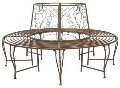 Obrázek produktu pro vidaXL Lavice ve tvaru stromu, 8 míst k sezení, Ø 160 x 89 cm, ocel, antická hnědá, kulatá