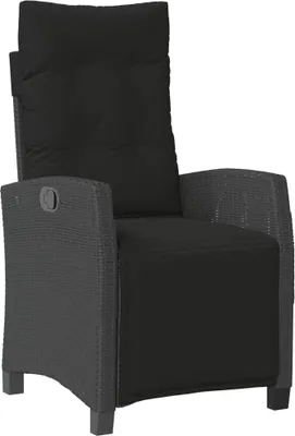 Produktbild von vidaXL Gartensessel mit Fußteil Verstellbar Schwarz Poly Rattan