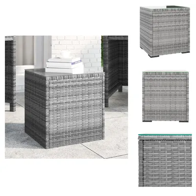 Immagine prodotto di vidaXL Tavolino grigio 40x37x40,5 cm Polyrattan e vetro temperato - Tavolini