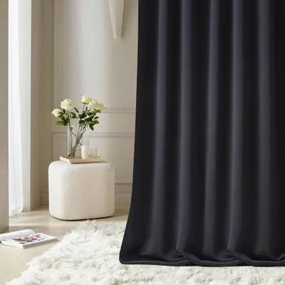 Produktbild von ROOM99 Vorhang mit Kräuselband Aura 140 x 240 cm Schwarz, 1 Stück