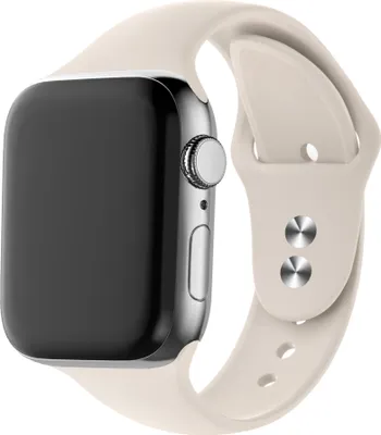 Produktbild von Bandz Dual Snap Silikonarmband mit Schnappverschluss - passend für Apple Watch Series 1/2/3/4/5/6/7/8/9/10/X/SE - kleine Größen - iWatch Armband für Größe 38mm / 40mm / 41mm / 42mm (starlight / starlight)