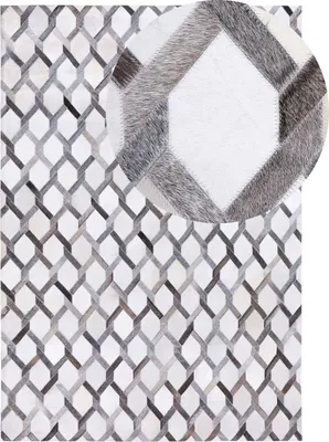 Obrázek produktu pro BELIANI Koberec šedý kožený 160 x 230 cm obdélníkový pravá hovězí kůže patchwork vzor ručně vyrobený moderní styl