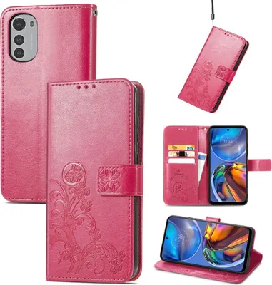 Produktbild von König Design Hülle kompatibel mit Motorola Moto E32 Kunstleder Handyhülle - Handy Case Magenta