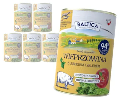 Produktbild von Baltica Schweinefleisch mit Apfel 6x400g Monoprotein Hypoallergenes getreidefreies Nassfutter für Hunde