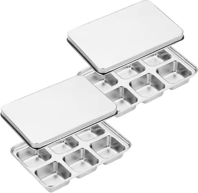 Immagine prodotto di Stampo per cubetti di ghiaccio - 2 pezzi - Con coperchio - 6 scomparti - Grande - Acciaio inossidabile - Stampo per cubetti di ghiaccio - Senza BPA - Stampo per cubetti di ghiaccio per cocktail - Adatto al congelatore