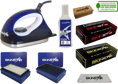 Image de Kit de fartage pour débutants SKINSTAR, fer à farter, brosse, fart hydrocarboné, kit 8 pièces