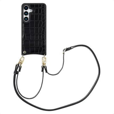 Immagine prodotto di Selencia Nova Croco Custodia per cellulare con cordino e portacarte Samsung Galaxy S25 - Nero