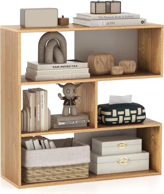 Produktbild von GOPLUS Bücherregal mit 6 Fächern, 3 Ebenen Würfelregal, freistehendes Treppenregal aus Holz, Stufenregal Standregal Aufbewahrungsregal (Konkaves)