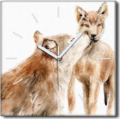 Produktbild von Coloray Uhr auf Leinwand 30x30 cm Wand Uhr Dekoration Wohnzimmer Segeltuch weiße Zeiger -Aquarelle Wolfkind.