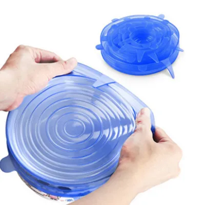 Produktbild von Silikondeckel, 6 Stück Silikon Stretch Deckel Stretch Lid Silikon Abdeckung in Verschiedenen Größen Wiederverwendbar Dauerhaft Erweiterbar - für Schüsseln,Becher,Dosen,Obst