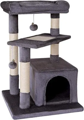 Produktbild von Famanu Katzenkratzbaum mit verstellbarer Höhe und gemütlichem Liegeplatz - Dunkelgrau