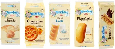 Produktbild von Mulino Bianco classici Testpaket Cornetti Trancino Crostatina albicocca Flauti latte Plumcake