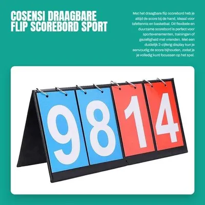 Productafbeelding van Dailygoods- Scorebord Draagbaar - Flip Scorebord - Cijfer Scorebord - Sport Scorebord - Waterdicht - Flexibel en Duurzaam - Sportteller