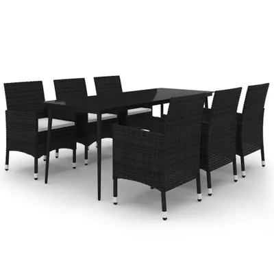 Immagine prodotto di vidaXL Set da pranzo da giardino 7 pezzi con cuscini in polyrattan e vetro