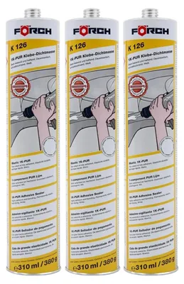 Produktbild von 3x Förch K126 1K-PUR KLEBE-DICHTMASSE schwarz 310ml Schweller Spoiler Kleber