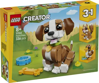Produktbild von LEGO Creator 3-in-1-Set Niedliche Tiere: Verspielter Welpe - Hunde Spielzeug & LEGO Hund Bauset - Konstruktionsspielzeug mit Hundefigur, Welpen & 3 Bauoptionen - Kreatives Geschenk für Kinder - 31382