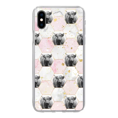 Produktbild von MuchoWow® Handyhülle Schutzhülle Hülle für iPhone Xs Schottischer Highlander - Muster - Gold Silikon Softcase Handy Hülle - Handytasche
