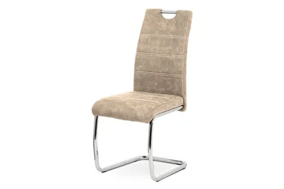 Produktbild von Esstühle, Cowboy -Sahne -Stoffabdeckung in Vintage Lederdekor, Metallchrom - HC -483 CRM3