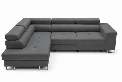 Zdjęcie produktu dla Sofa narożna w kształcie litery L ALVARO, kolor antracyt, wymiary 275 x 90 x 202 cm, z funkcją spania i pojemnikiem na pościel, strona lewa, Obraz wygenerowany przez AI