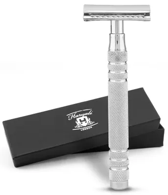 Produktbild von DE Rasierhobel für Damen und Herren, Edelstahlgriff, Rutschfester Nassrasierer aus hochwertigem Edelstahl, Geeignet für alle Rasurarten 11 cm