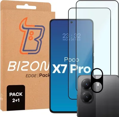 Produktbild von Bizon Edge 2 Pack 2x gehärtetes Glas + Linsenschutz für Xiaomi POCO X7 Pro