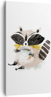Produktbild von Bild auf Leinwand - Leinwandbild - Einteilig - Waschbär Tasse Kinder - 55x100cm - Wand Bild - Wanddeko - Wandbilder - Leinwanddruck - Bilder - Wanddekoration - Leinwand bilder - PA55x100-4716