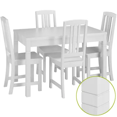 Produktbild von Gemütliche Essgruppe mit Tisch und 4 Stühle Kiefer Massivholz waschweiß 90.70-51 B W-Set 22