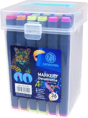 Zdjęcie produktu dla Markery artystyczne trójkątne dwustronne okrągłe-ścięte 36k Astra