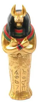 Anubis Sarkophag mit Mumie, Harzfigur 13,5 cm, Deko