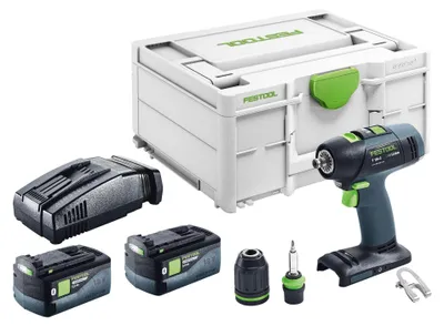 Image de Perceuse-visseuse sans fil Festool T 18+3-Basic 18 V 50 Nm Brushless + 2 batteries 5,0 Ah + chargeur rapide + Systainer