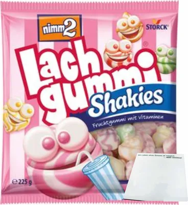 Produktbild von nimm 2 Lachgummi Shakies (225g Packung) + usy Block