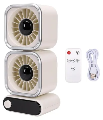 Tischventilator, 100 Stufen, Doppelkopf, USB, 4000 mAh, 35 dB, leise