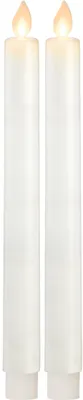 Produktbild von Star Trading 064-69 LED-Wachskerzen "M-Twinkle" lang 2er Pack, Farbe: weiß, ca. 24x2,2 cm, bewegende Flamme Batterie, Timer, Blister