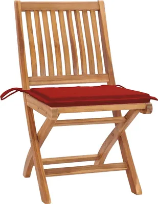 Produktbild von vidaXL Gartenstühle 2 Stk. mit Roten Kissen Teak Massivholz