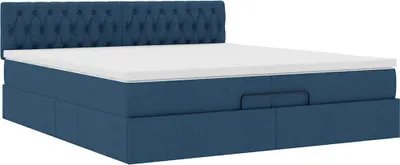 Produktbild von Ottoman-Bett mit Matratze Blau 200x200 cm Stoff